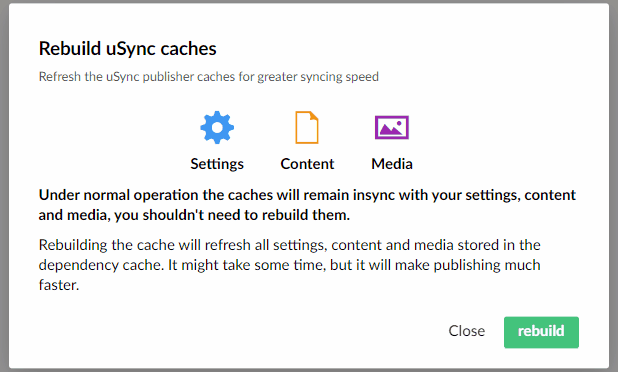 Rebuilding the uSync cache