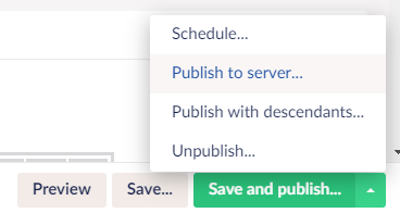 Publish to server button